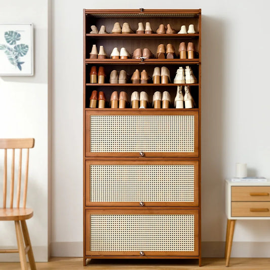 Imitation rattan woven shoe cabinet, simple shoe rack at the door of the home, economical, good-looking indoors