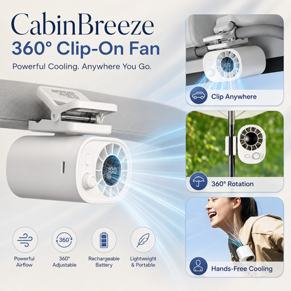 CabinBreeze 360° Rechargeable Clip-On Fan