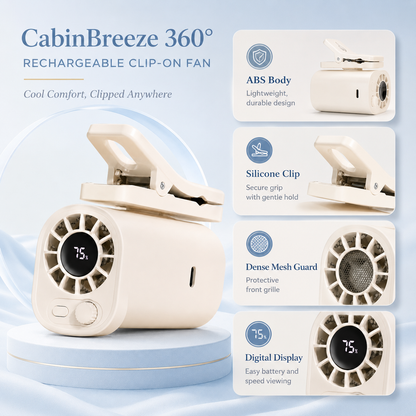 CabinBreeze 360° Rechargeable Clip-On Fan