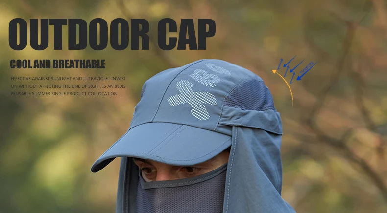 Foldable Quick Drying Waterproof 360° Visor Hat UV Protection Baseball Cap Men Shawl Sun Hats Women Dual Use Fishing Hiking Cap
