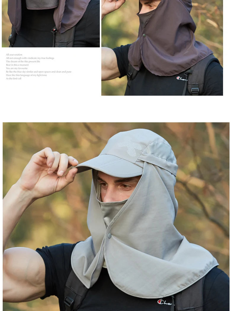 Foldable Quick Drying Waterproof 360° Visor Hat UV Protection Baseball Cap Men Shawl Sun Hats Women Dual Use Fishing Hiking Cap
