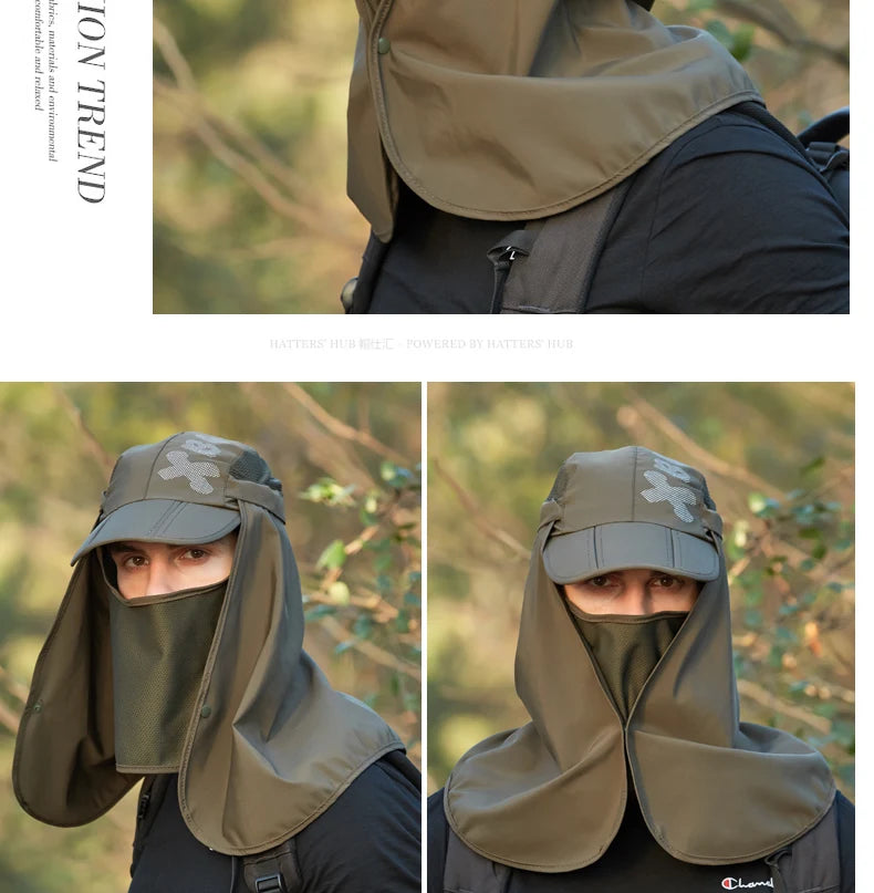 Foldable Quick Drying Waterproof 360° Visor Hat UV Protection Baseball Cap Men Shawl Sun Hats Women Dual Use Fishing Hiking Cap