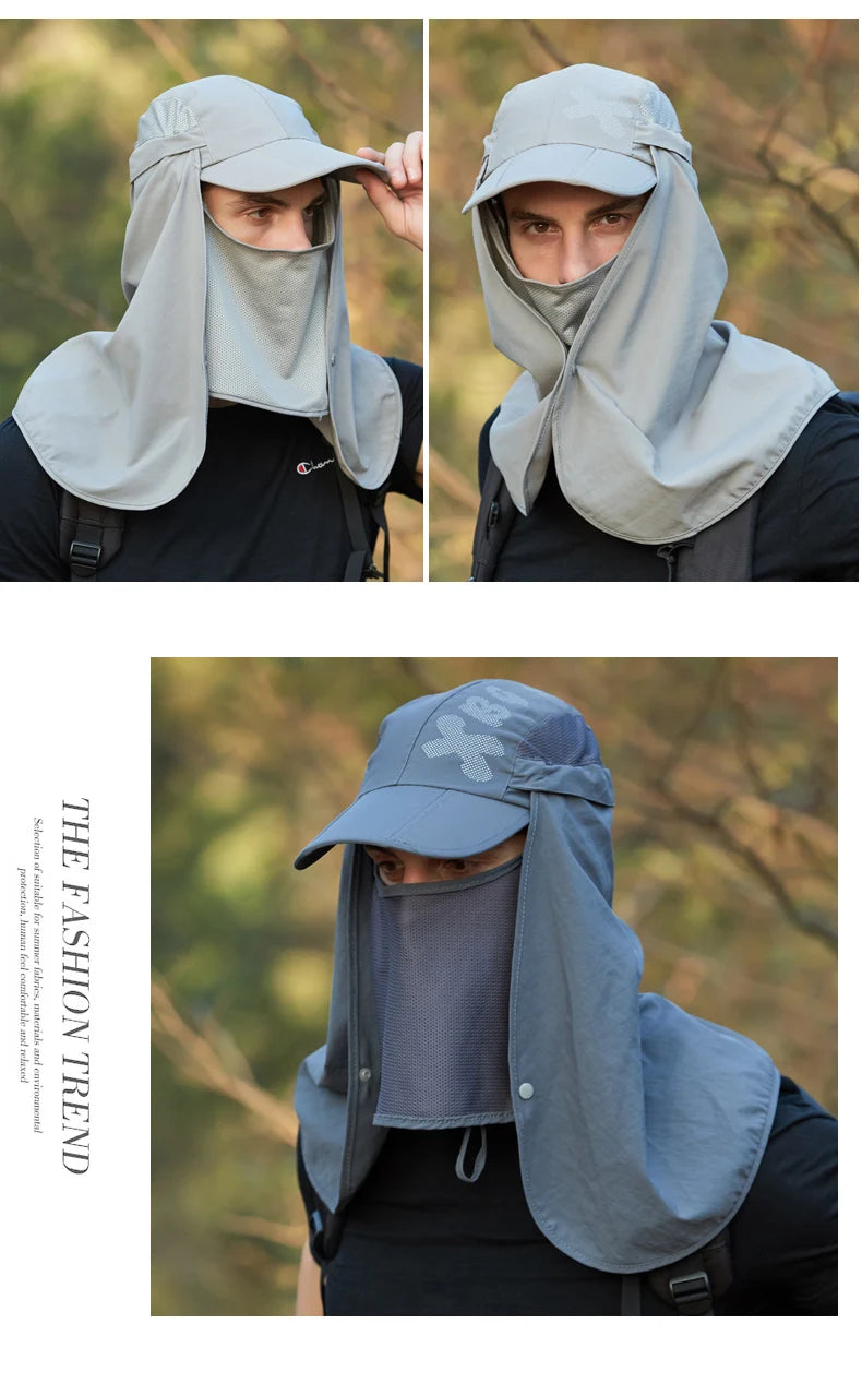 Foldable Quick Drying Waterproof 360° Visor Hat UV Protection Baseball Cap Men Shawl Sun Hats Women Dual Use Fishing Hiking Cap