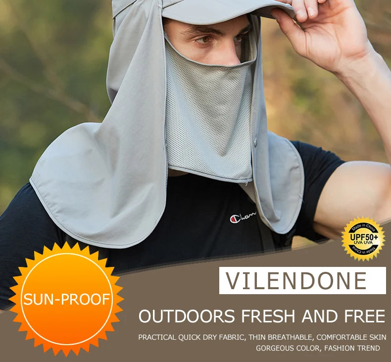 Foldable Quick Drying Waterproof 360° Visor Hat UV Protection Baseball Cap Men Shawl Sun Hats Women Dual Use Fishing Hiking Cap