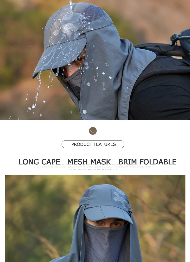 Foldable Quick Drying Waterproof 360° Visor Hat UV Protection Baseball Cap Men Shawl Sun Hats Women Dual Use Fishing Hiking Cap