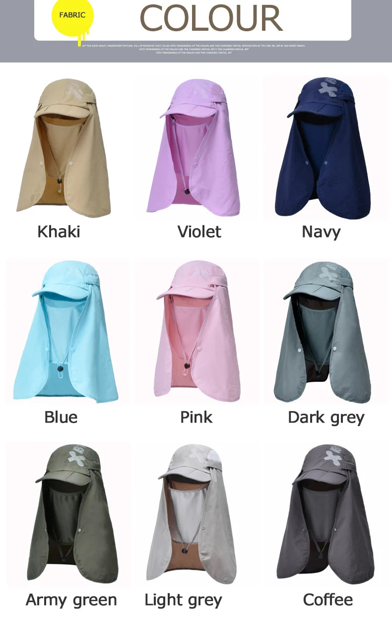 Foldable Quick Drying Waterproof 360° Visor Hat UV Protection Baseball Cap Men Shawl Sun Hats Women Dual Use Fishing Hiking Cap