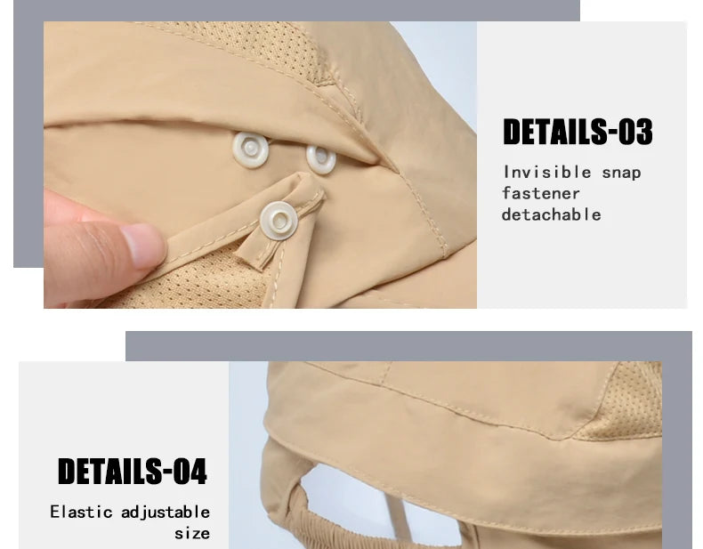 Foldable Quick Drying Waterproof 360° Visor Hat UV Protection Baseball Cap Men Shawl Sun Hats Women Dual Use Fishing Hiking Cap