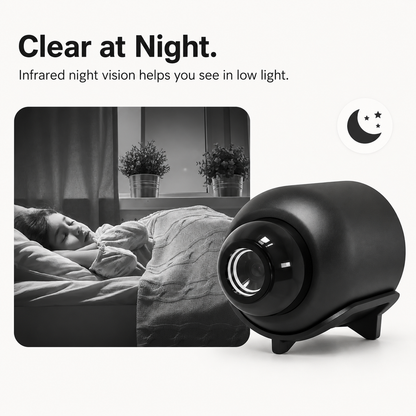 Infrared night vision device with a person sleeping in bed in the background
