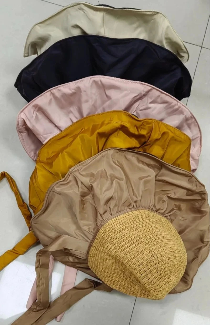 Summer Sun hat women's straw woven anti ultraviolet 2025 with big brim seaside black glue breathable Bucket hat umbrella hat