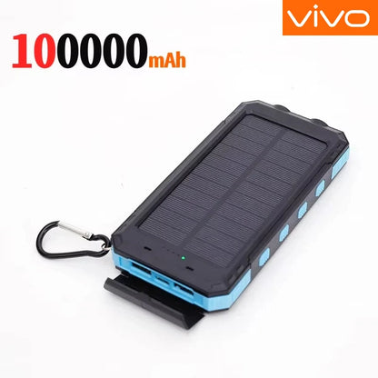 VIVO 500000mAh Solar Power Bank Portable Large Capacity Charger Compatible USB-A And USB-C With Flashlight For iPhone Huawei