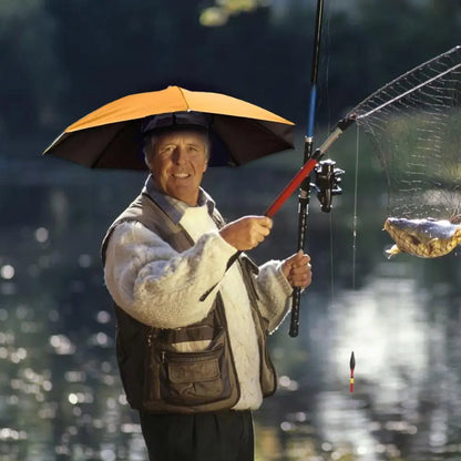 Outdoor Fishing Caps Portable Umbrella Hat Sunscreen Waterproof Fishing Umbrella Universal Headwear Hats Camping Foldable Hats