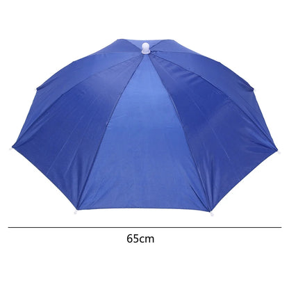 Portable Rain Umbrella Hat Foldable Outdoor Fishing Sunshade Waterproof Camping Headwear Beach Head Hats Fishing Hat 55-95CM