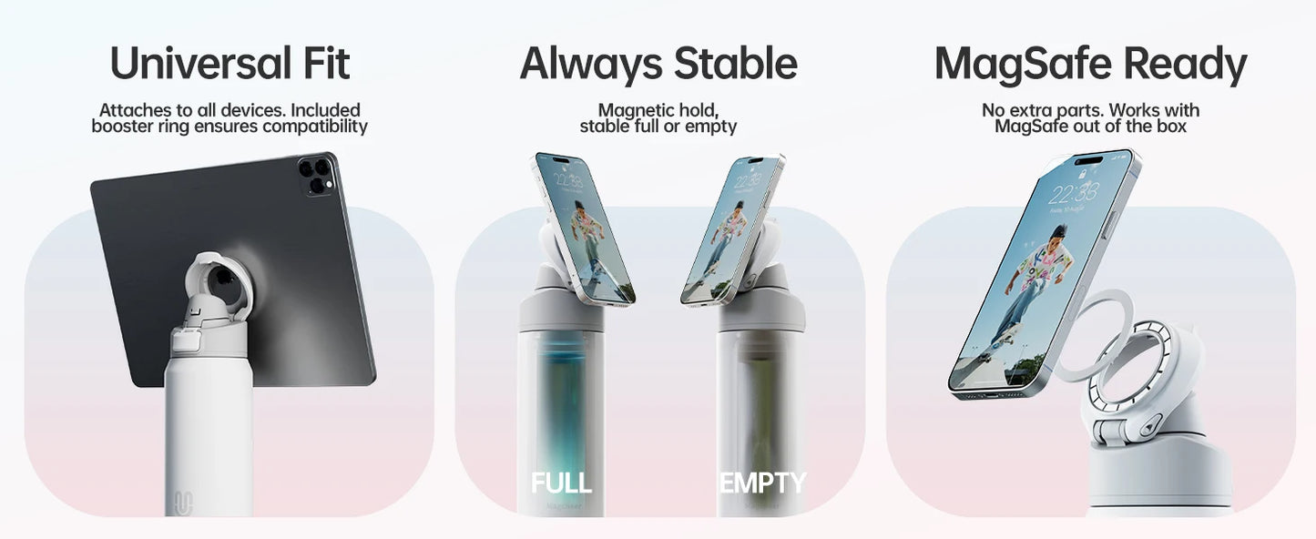 Fjbottle Magnetic Thermos Stainless Steel Sports Water Bottle with Magnetic Phone Holder Bouncing cover Insulation Cup