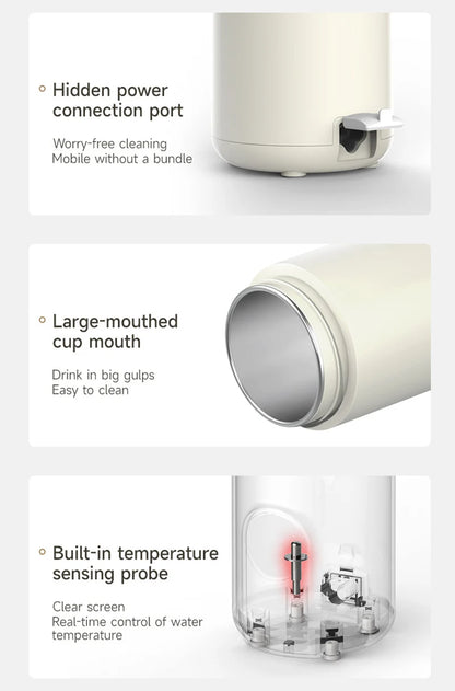 LED Digital Display Boiling Water Electric Bottle 220V 400W Leakproof Travel Milk Coffee Heating Cup Portable Hot Water Kettle