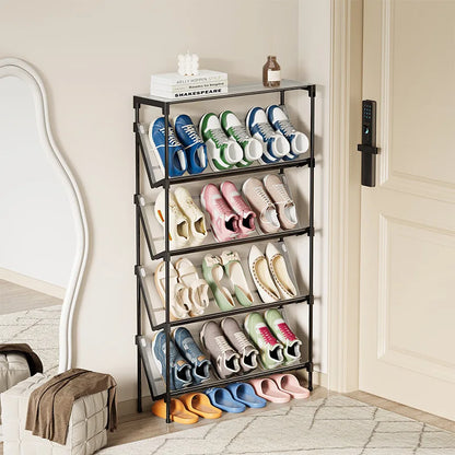 New simple multi-layer inclined dustproof shoe rack. Space saving home door step shoe cabinet, easy to assemble