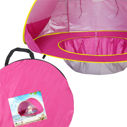 Baby Beach Tent UPF 50+ UV Protection Waterproof Sun Shelter with Mini Pool, Kids Outdoor Camping Portable Beach Sunshade