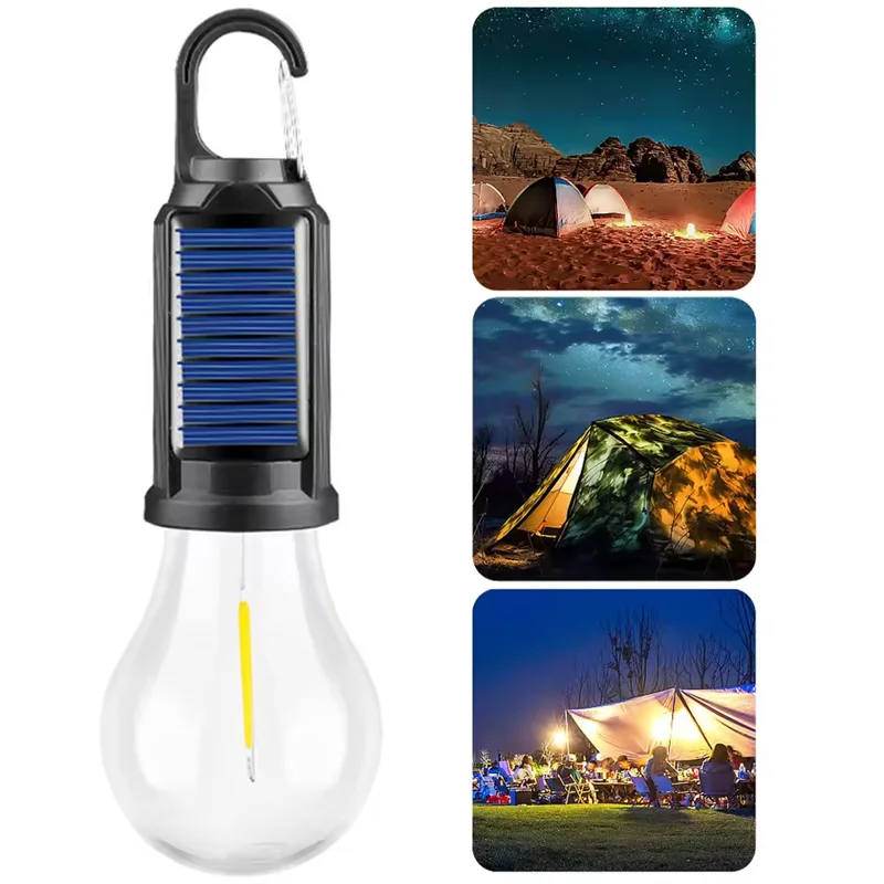 Solar Camping Lamp Bulbs Outdoor USB Charging Solar Powerd Hanging Lights Portable Tent Light Waterproof for Camping BBQ Decor