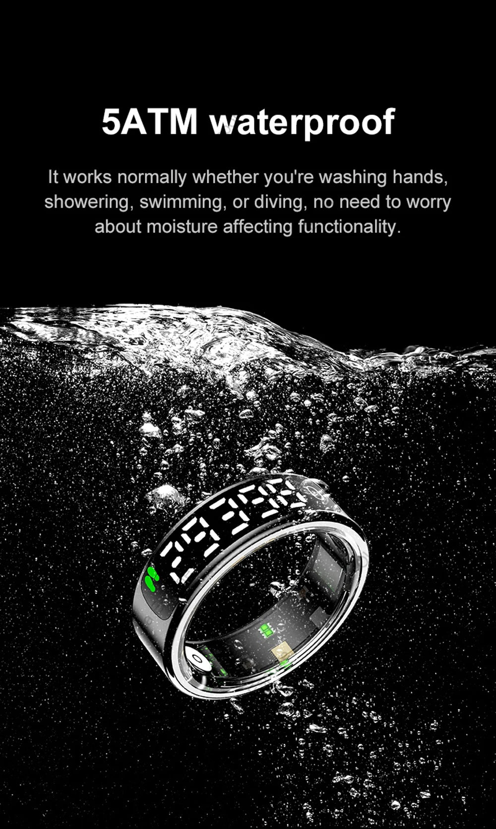 2026 Smart Ring Display Screen and Touch, Wireless Charging,Smart Control,Health Manager,5ATM Waterproof For Men Women New Rings