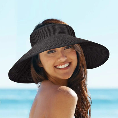 Women Summer Visors Hat Hat - Stylish and UV-Resistant for Outdoor HikingFoldable Sun Cap Wide Large Brim Beach Straw Hats Chape