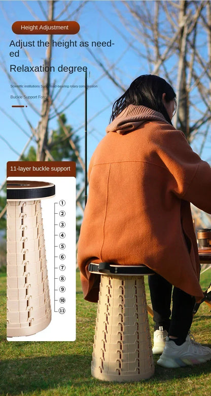 Outdoor Folding Stool with Soft Glue Queue Up  Portable Telescoping Travel Camping Fishing Bearing Strength Small Size