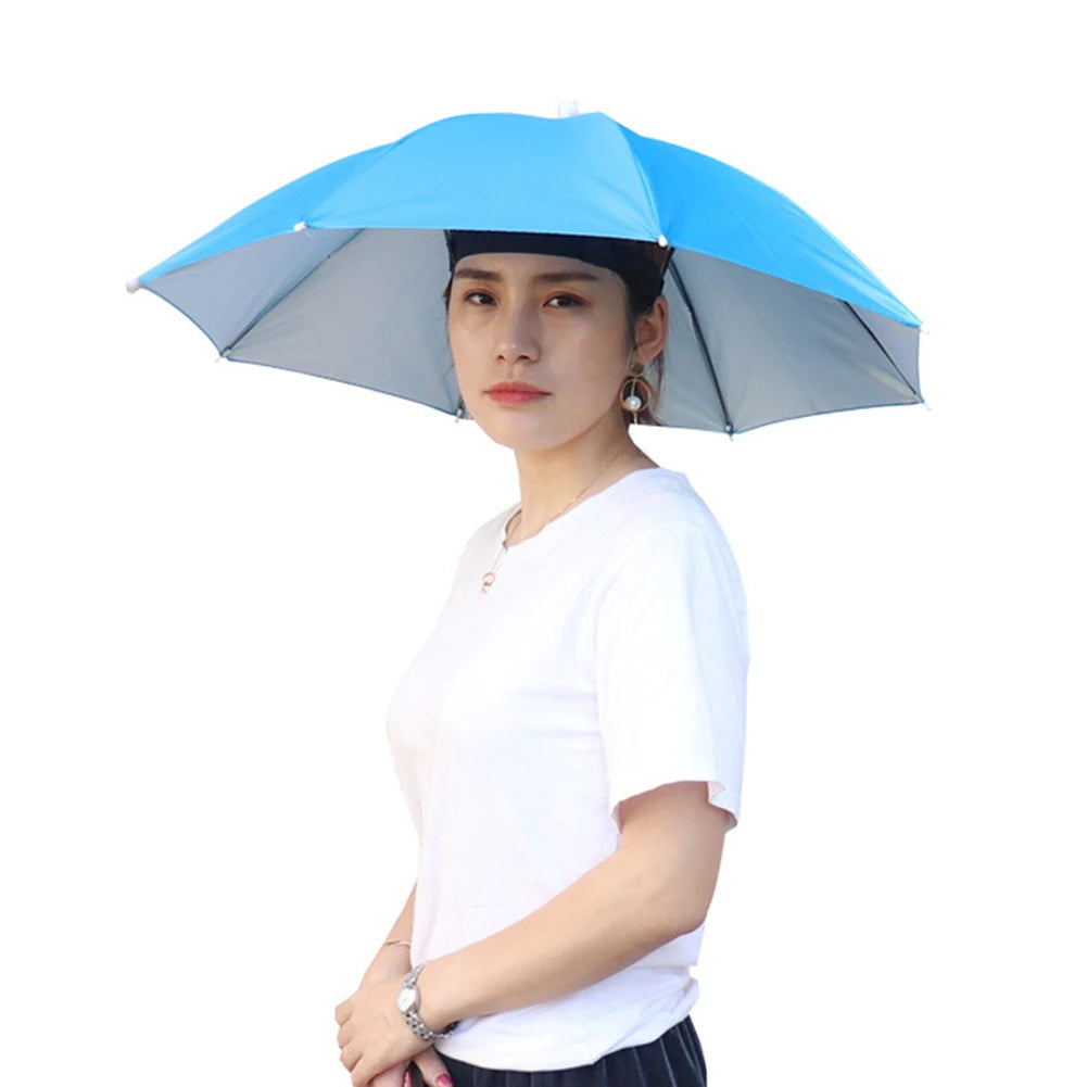 Portable Rain Umbrella Hat Foldable Outdoor Fishing Sunshade Waterproof Camping Headwear Beach Head Hats Fishing Hat 55-95CM