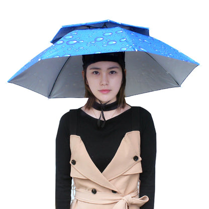 Portable Rain Umbrella Hat Foldable Outdoor Fishing Sunshade Waterproof Camping Headwear Beach Head Hats Fishing Hat 55-95CM