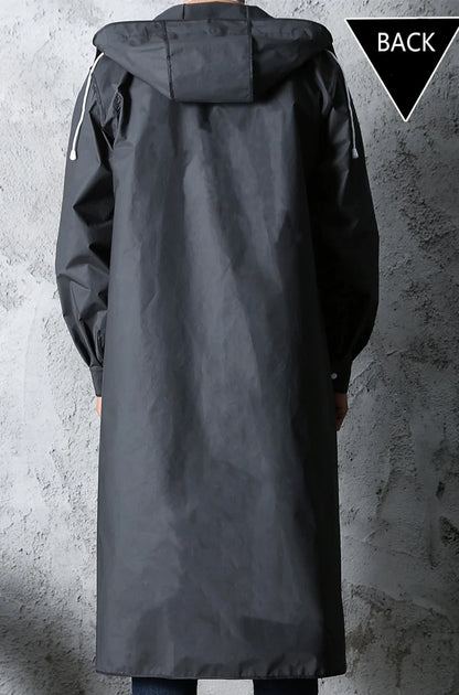 Black Fashion Waterproof Hooded Raincoat Thickened Rain Poncho for Outdoor Hiking Fishing Travel - Unisex