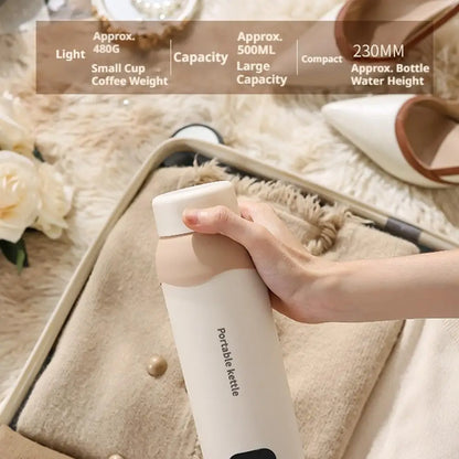 500ml LCD Electric Kettle WIth 304 Stainless Steel Hotel Camping 6 Temperature Control USB Portable Travel Heating Water Cup