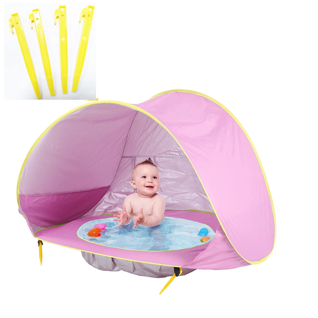 Baby Beach Tent UPF 50+ UV Protection Waterproof Sun Shelter with Mini Pool, Kids Outdoor Camping Portable Beach Sunshade