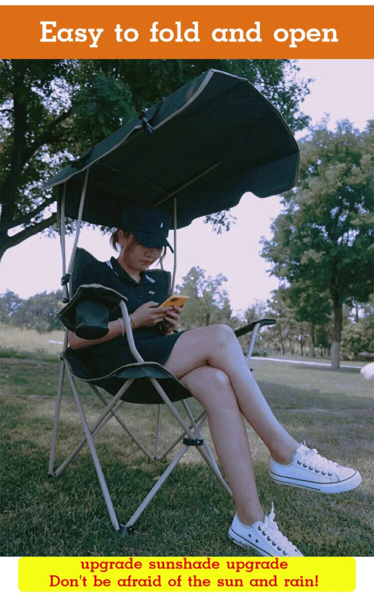 Stylish and Practical Beach Chair with Umbrella and Cooler Bag, Suitable for Picnics and Outdoor Activities