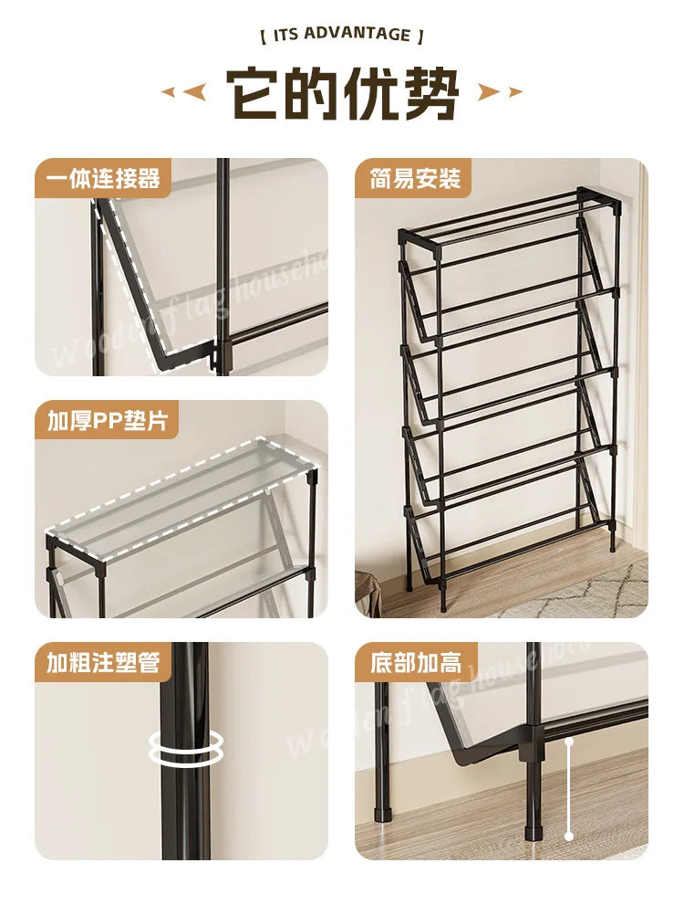 New simple multi-layer inclined dustproof shoe rack. Space saving home door step shoe cabinet, easy to assemble