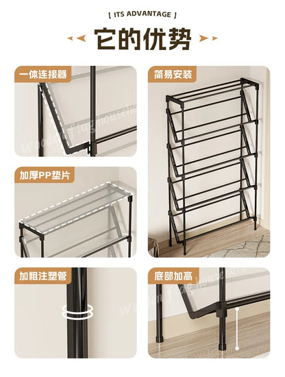 New simple multi-layer inclined dustproof shoe rack. Space saving home door step shoe cabinet, easy to assemble