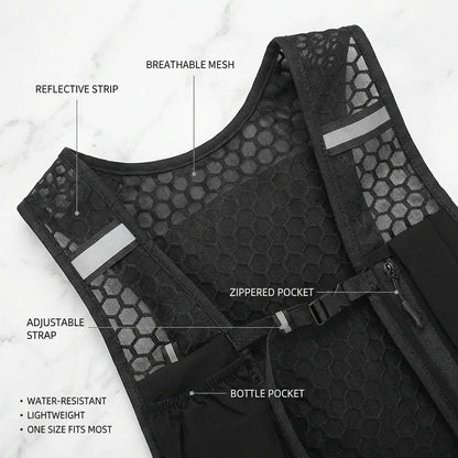 Lightweight Running Vest with Phone Holder New Reflective Hydration Water Chest Pack Storage for Sports Water Bottle