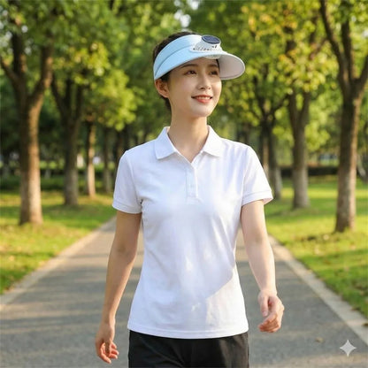 Wide Brim Sun Hat with Fan Breathable Solar Powered Fan Outdoor Visor Hat Empty Top Sunshade Beach Sunshade Hat Women