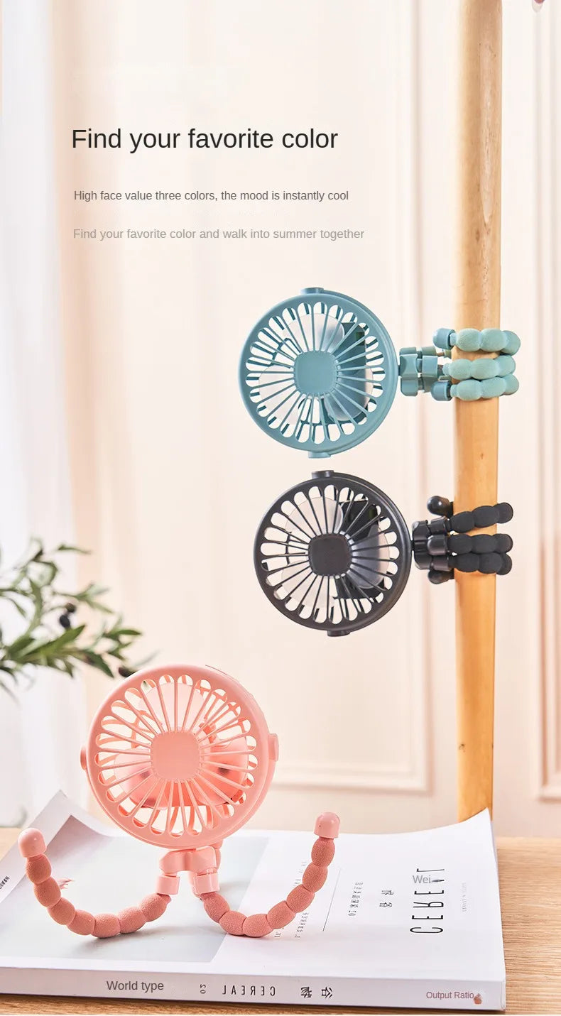 Fan for Cart Stroller Fans Portable Outdoor Fan Clip On for Baby 600mAh USB Rechargeable Handheld Electric Fan for Home 3 Speeds