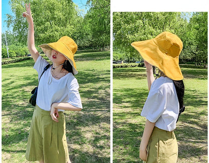 Wide Brim UPF 50+ Sun Hat Women Anti-UV Protection Hiking Fisherman Cap Fold Summer Solid Beach Hat 2024 Double sided Sun hat