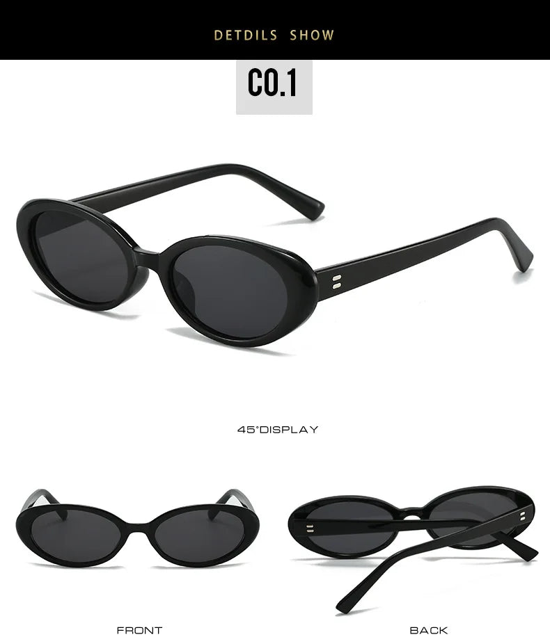 Small Oval Sunglasses for Women's Vintage Design Sun glasses Shades Female Sexy Retro Punk Men Sunglass Outdoor Trendy Eyewear