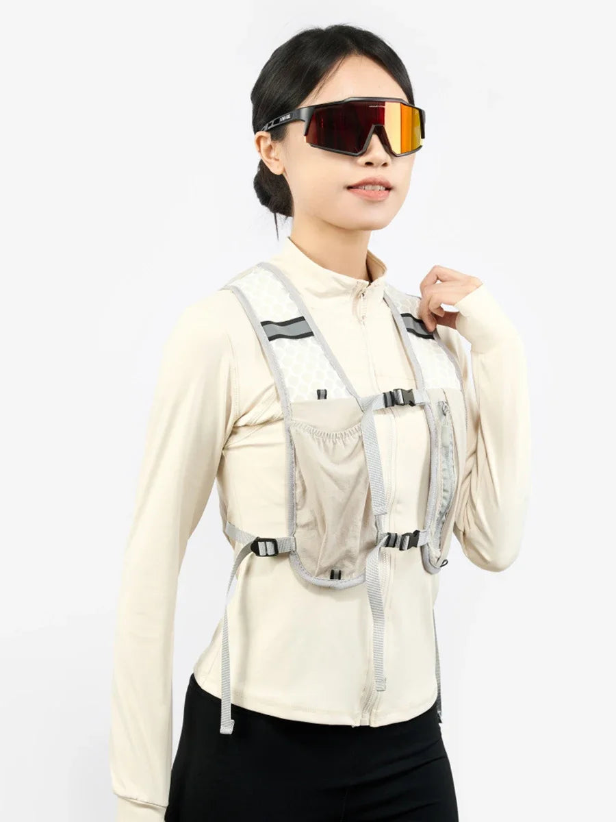 Biking Running Storage Vest Backpack Lightweight Running Vest Reflective Hydration Water Chest Pack Phone Storage Pocket