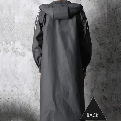 Black Fashion Waterproof Hooded Raincoat Thickened Rain Poncho for Outdoor Hiking Fishing Travel - Unisex