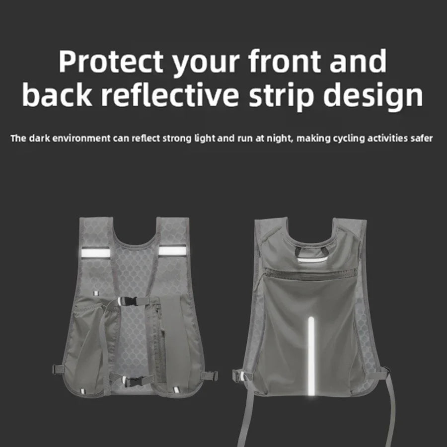 Biking Running Storage Vest Backpack Lightweight Running Vest Reflective Hydration Water Chest Pack Phone Storage Pocket