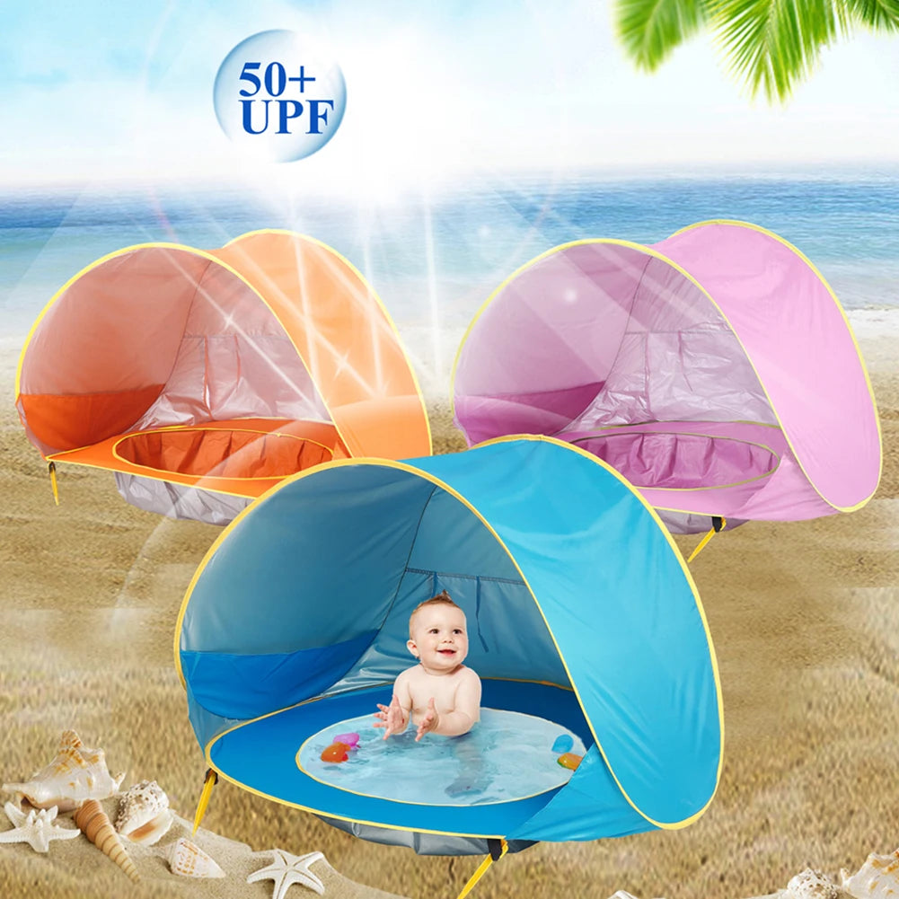 Baby Beach Tent UPF 50+ UV Protection Waterproof Sun Shelter with Mini Pool, Kids Outdoor Camping Portable Beach Sunshade