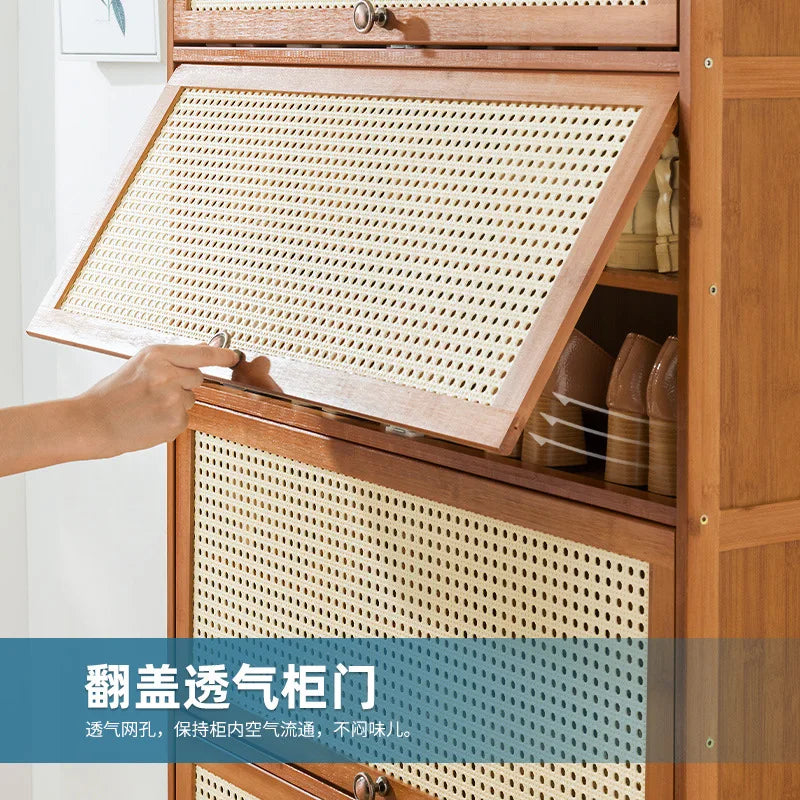 Imitation rattan woven shoe cabinet, simple shoe rack at the door of the home, economical, good-looking indoors