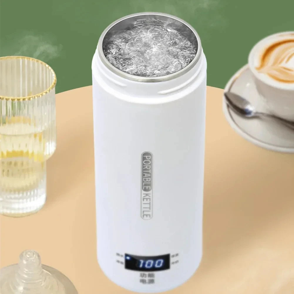 450ML Electric Kettles Portable Tea Coffee Kettle Travel Boil Water Thermal Cup Anti-Scald Water Bottle English Menu