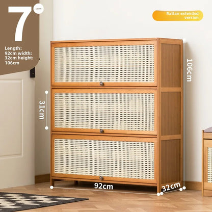 Imitation rattan woven shoe cabinet, simple shoe rack at the door of the home, economical, good-looking indoors