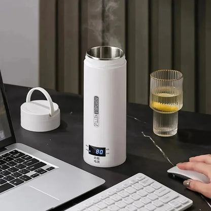 450ML Electric Kettles Portable Tea Coffee Kettle Travel Boil Water Thermal Cup Anti-Scald Water Bottle English Menu