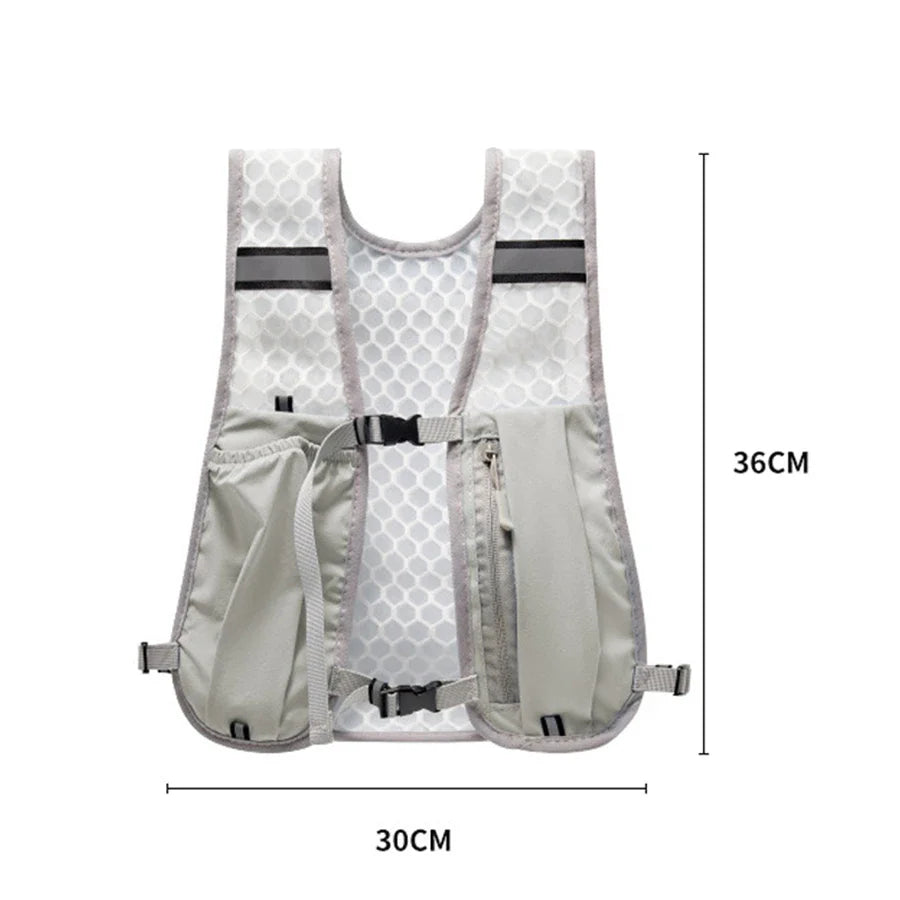Biking Running Storage Vest Backpack Lightweight Running Vest Reflective Hydration Water Chest Pack Phone Storage Pocket
