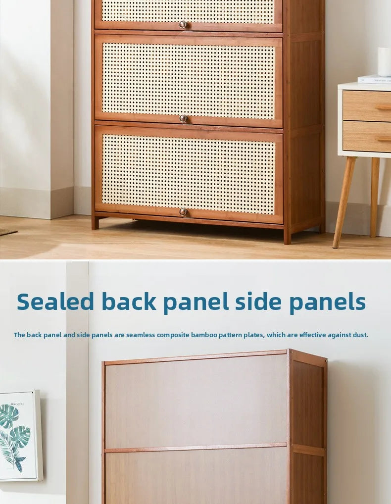 Imitation rattan woven shoe cabinet, simple shoe rack at the door of the home, economical, good-looking indoors