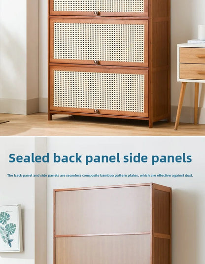 Imitation rattan woven shoe cabinet, simple shoe rack at the door of the home, economical, good-looking indoors