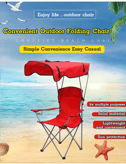 Stylish and Practical Beach Chair with Umbrella and Cooler Bag, Suitable for Picnics and Outdoor Activities
