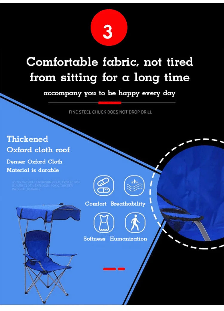 Stylish and Practical Beach Chair with Umbrella and Cooler Bag, Suitable for Picnics and Outdoor Activities